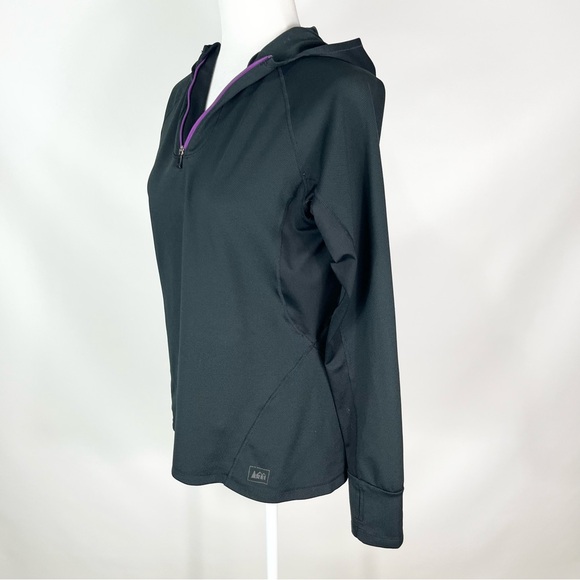 REI Quarter Zip Hooded Athletic Pullover Size Medium - Picture 4 of 7